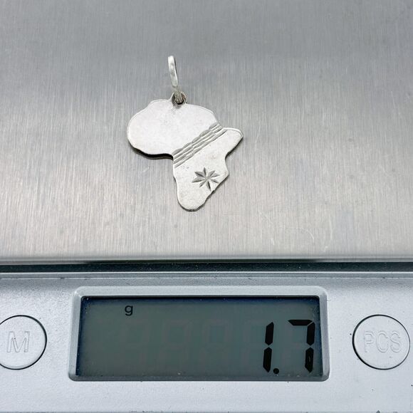 Vintage Sterling Silver 925 Africa Charm Pendant - Picture 5 of 11